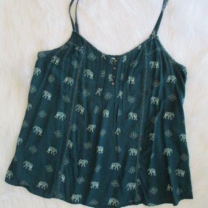 Sonoma Teal Elephant Flowy Tank Top Large